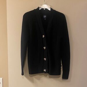 GAP Classic Knit Black Cardigan Sweater